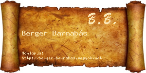 Berger Barnabás névjegykártya